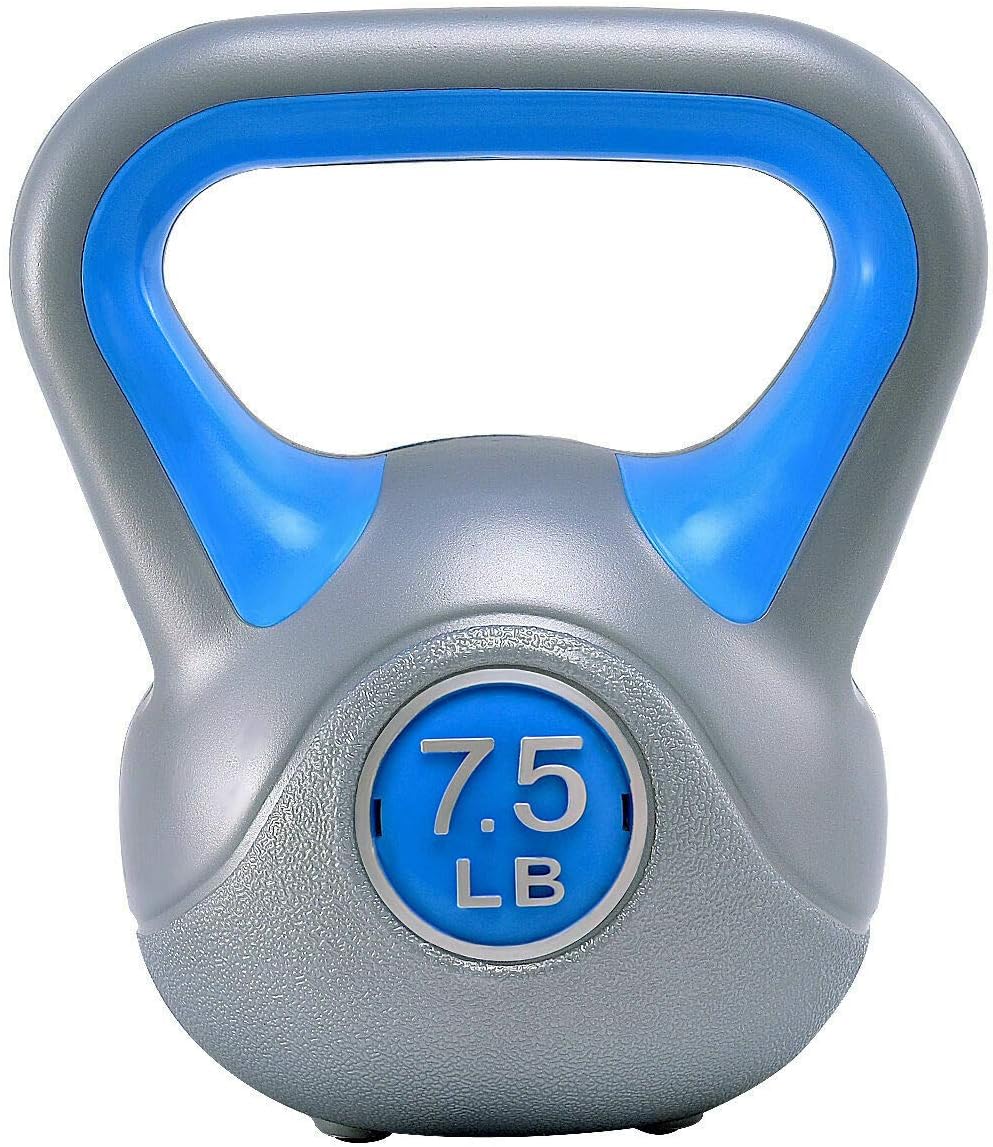 SRETAN 7.5 lbs Dumbbell Weight Lifting Plastic Gray Blue Kettlebell Exercise Fitness Body Weight Loss Strength Training Gym Home Workout Size 5 x 5 x 8 inch
