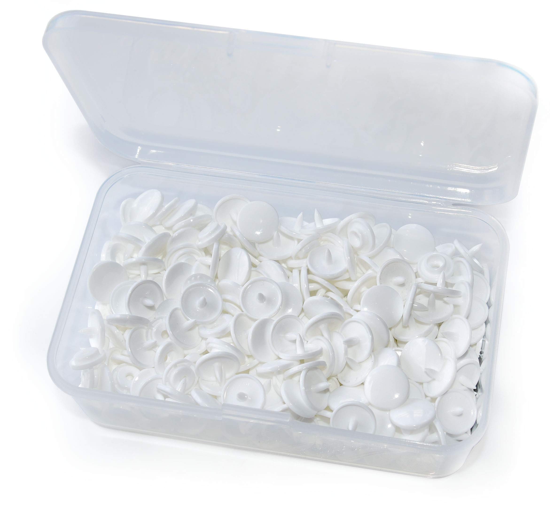 RERI White T5 Plastic Press Studs, Set of 60, Non-Sewing Snaps Buttons for DIY