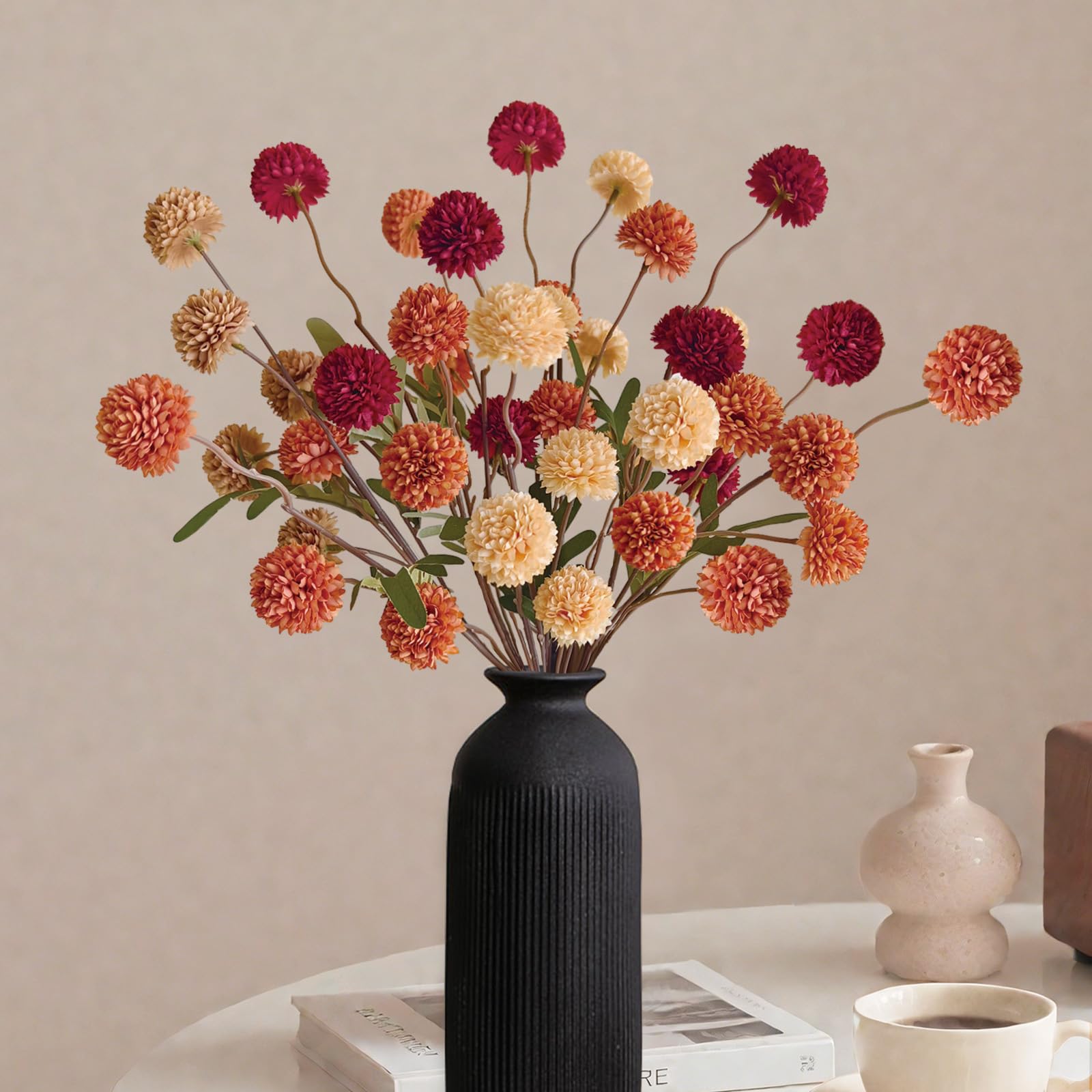 Photo 1 of Fall Flowers Artificial for Decoration 10 Pcs Fake Mums Fall Decorations for Home, Faux Mums Artificial Flowers Autumn Decor Floral Stems, Fake Flowers for Vase Table Decor(No Vase)