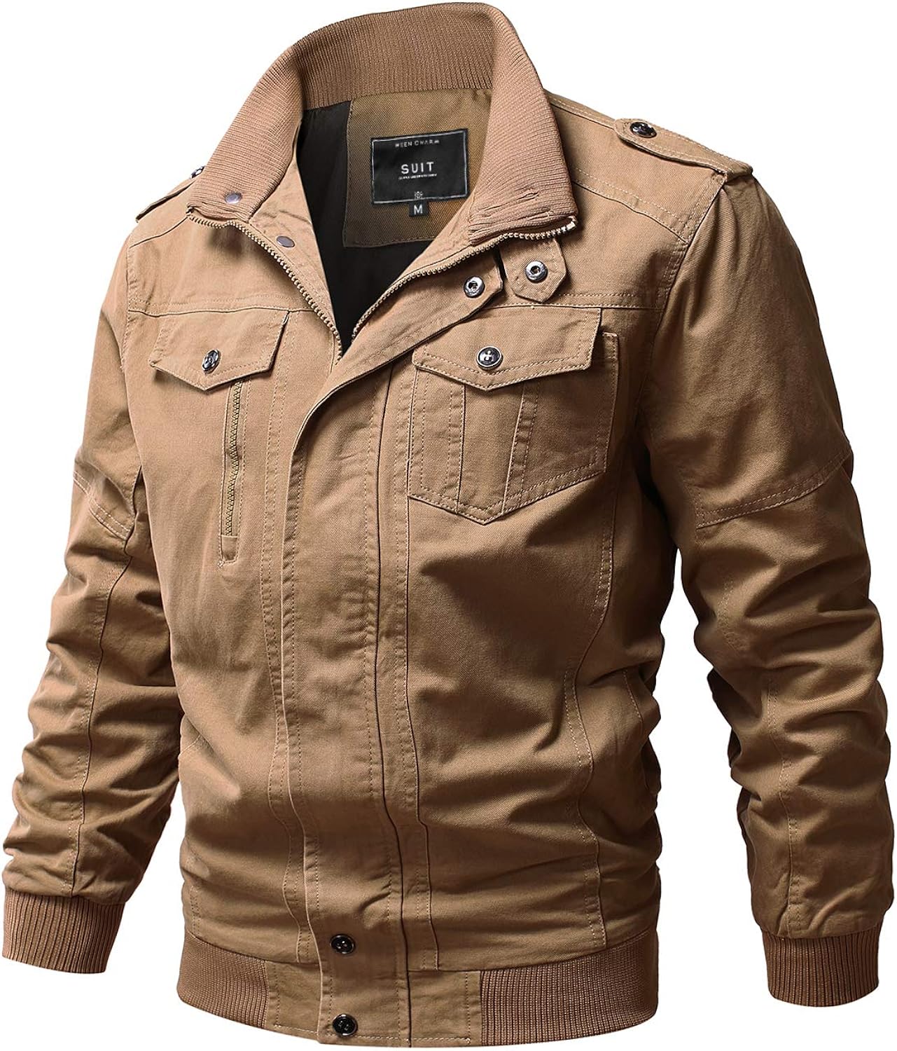 WEEN CHARM Men's Military Jacket Casual Cotton Outdoor Windbreaker Jacket at  Men’s Clothing store