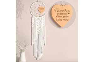 Anglechic Godmother Gift for Godmother from Godchild Moon Dreamcatcher Birthday Gifts Godmother are a Blessing Boho Home Wall Decor Hanging Decoration with Heart Pendant
