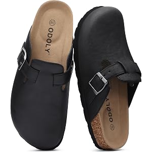 ODOLY Unisex Vegan Leather Slip On Clogs with Cork Footbed | Potato Shoes Style, Mule Design, and Everyday Support
