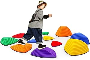 JOONLY Stepping Stones for Kids Stepping Stones Balance River Stones for Promoting Children's Coordination Skills Sensory Play Equipment Toys Toddler Ages 3 4 5 6 7 8 Years