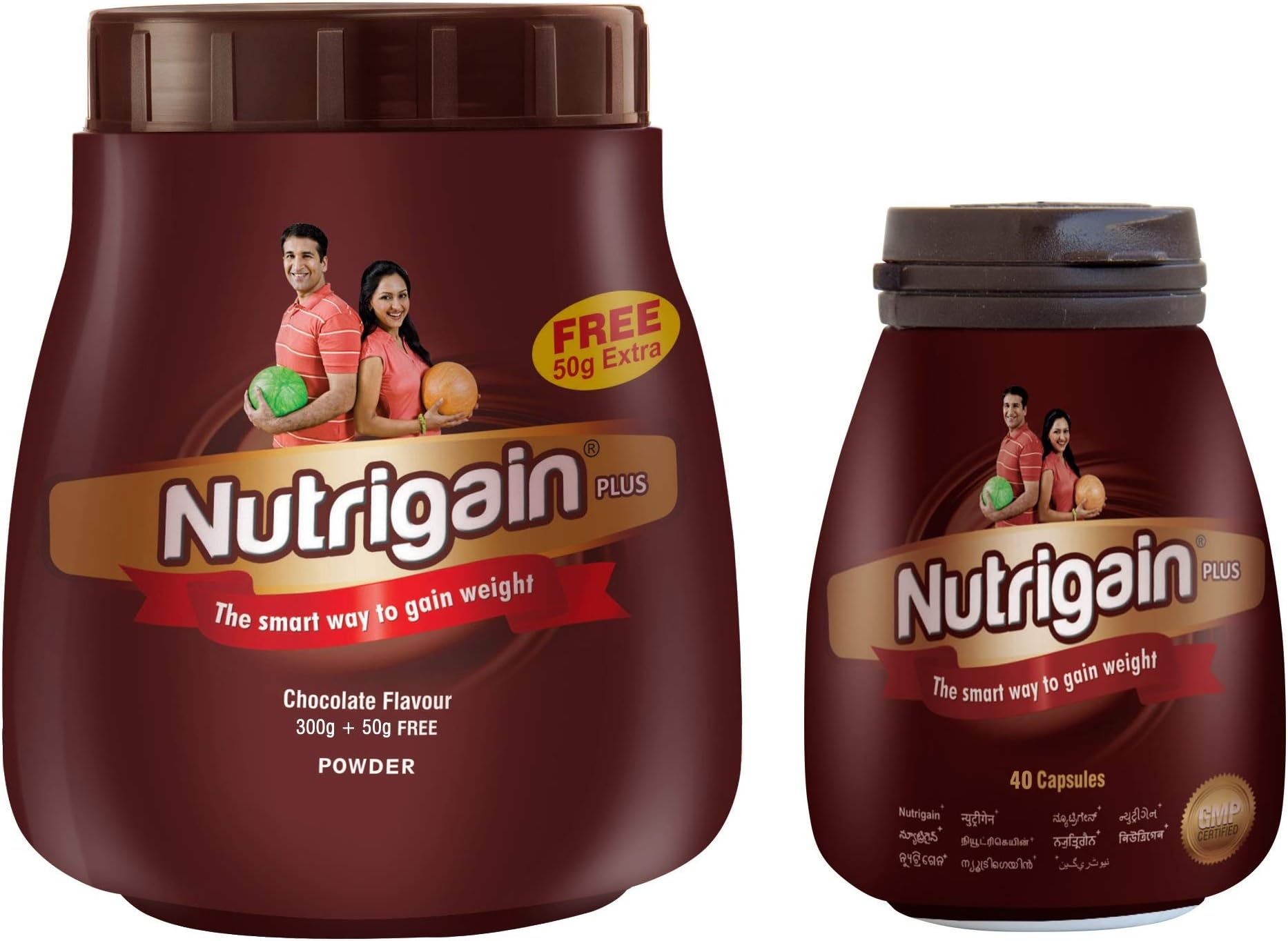 Nutrigain Combo Powder 300 Gm & 40 Capsules (Chocolate Flavor)