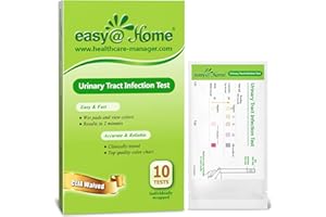 Easy@Home 10 Individual Pouch Urinary Tract Infection FSA Eligible Test Strips, UTI Urine Testing Kit for Urinalysis and Detection of Leukocytes and Nitrites- (UTI-10P)