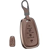 Durable Car Key Fob Cover with Keychain, Leather Sleeve and Metal Case Protector Compatible with Chevy (for Chevy A(Gold Color))