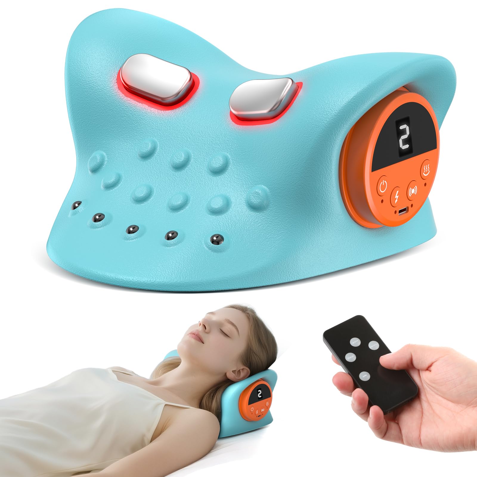 Photo 1 of 2026 Neck Massager 4-in-1 with Deep Tissue 3D Kneading & Soothing Heat - Portable Cordless Pillow for Cervical Traction,Shoulder and Back Relief,9 Intensity Levels with Type-C Charge For Home Office
