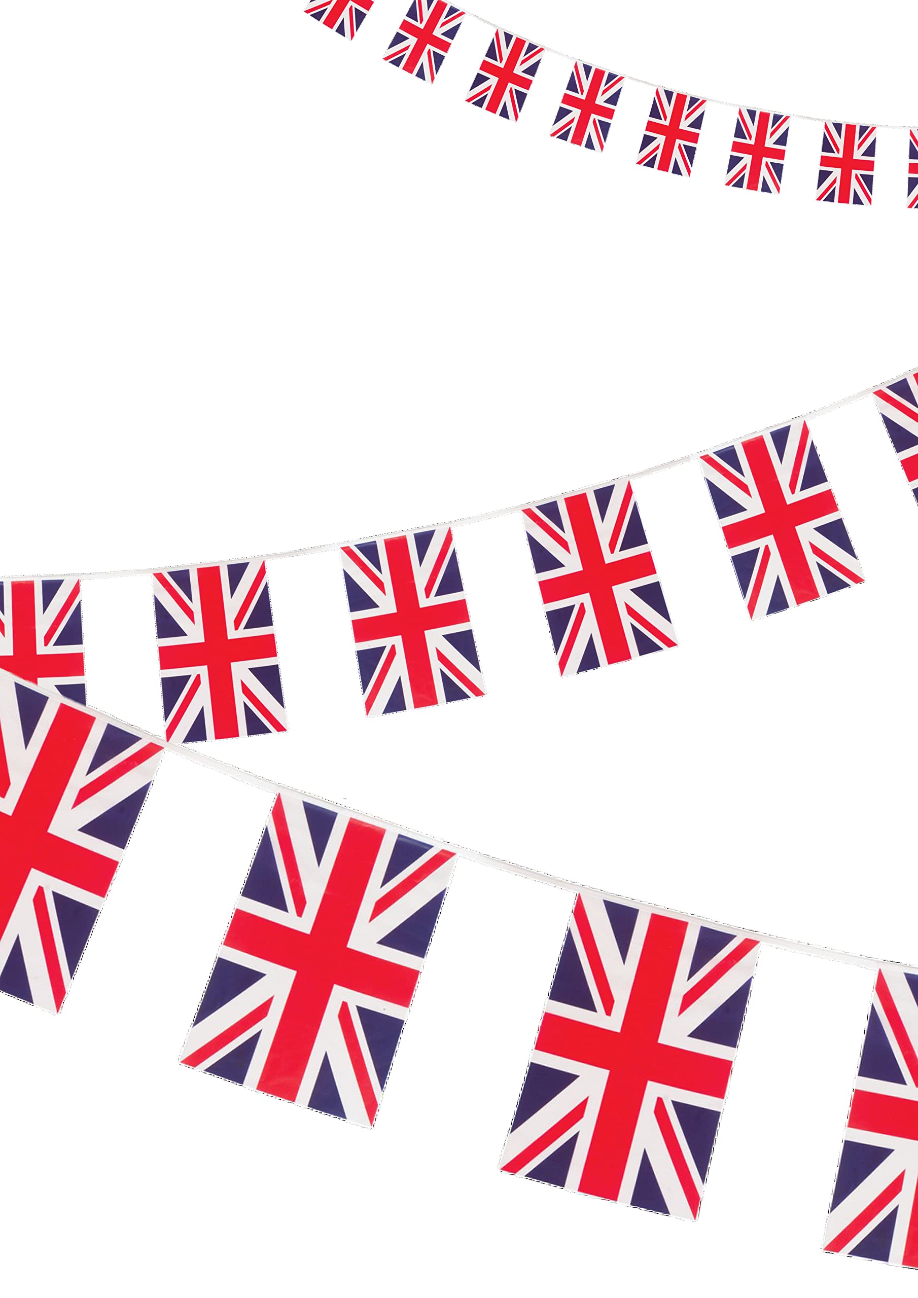 CD37 32.8Ft Union Jack Bunting flags - British rectangular Waterproof Indoor/Outdoor- kings coronation decorations - Union Jack Flags for Remembrance, Decorations and Celebration Events (PACK OF 5)