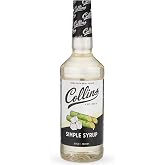 Collins Simple Syrup, Classic Simple Syrup, Real Sugar Cocktail Syrups, Soda Water Flavors, Cocktail Mixers, 32 Ounces, Set of 1
