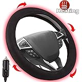 Small Ant Heated Steering Wheel Cover,2020 Upgraded 12V Heated Auto Steering Wheel Cover,Comfy Car Steering Cover Hand Warmer