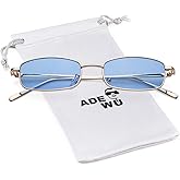 ADE WU Small Narrow Rectangle Sunglasses Womens Mens Retro Y2k 80s 90s UV400 Sunnies