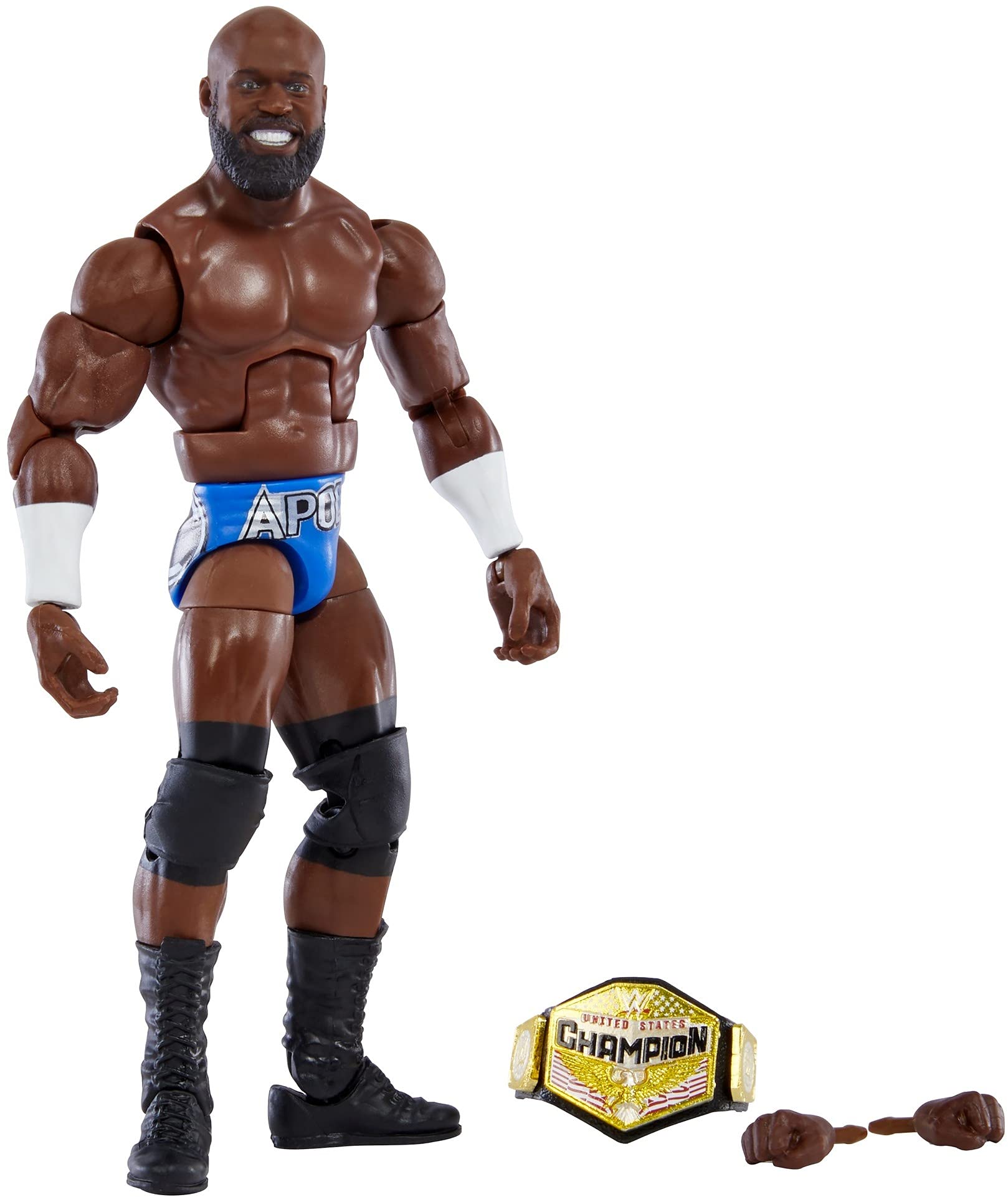 WWE GVB79 Apollo Crews Elite Collection Action Figure, 6 Inch/15.24 cm Tall Figure Features Deluxe Articulation, True FX Detailing, Swappable Hands, and Iconic Accessories, Multicolor