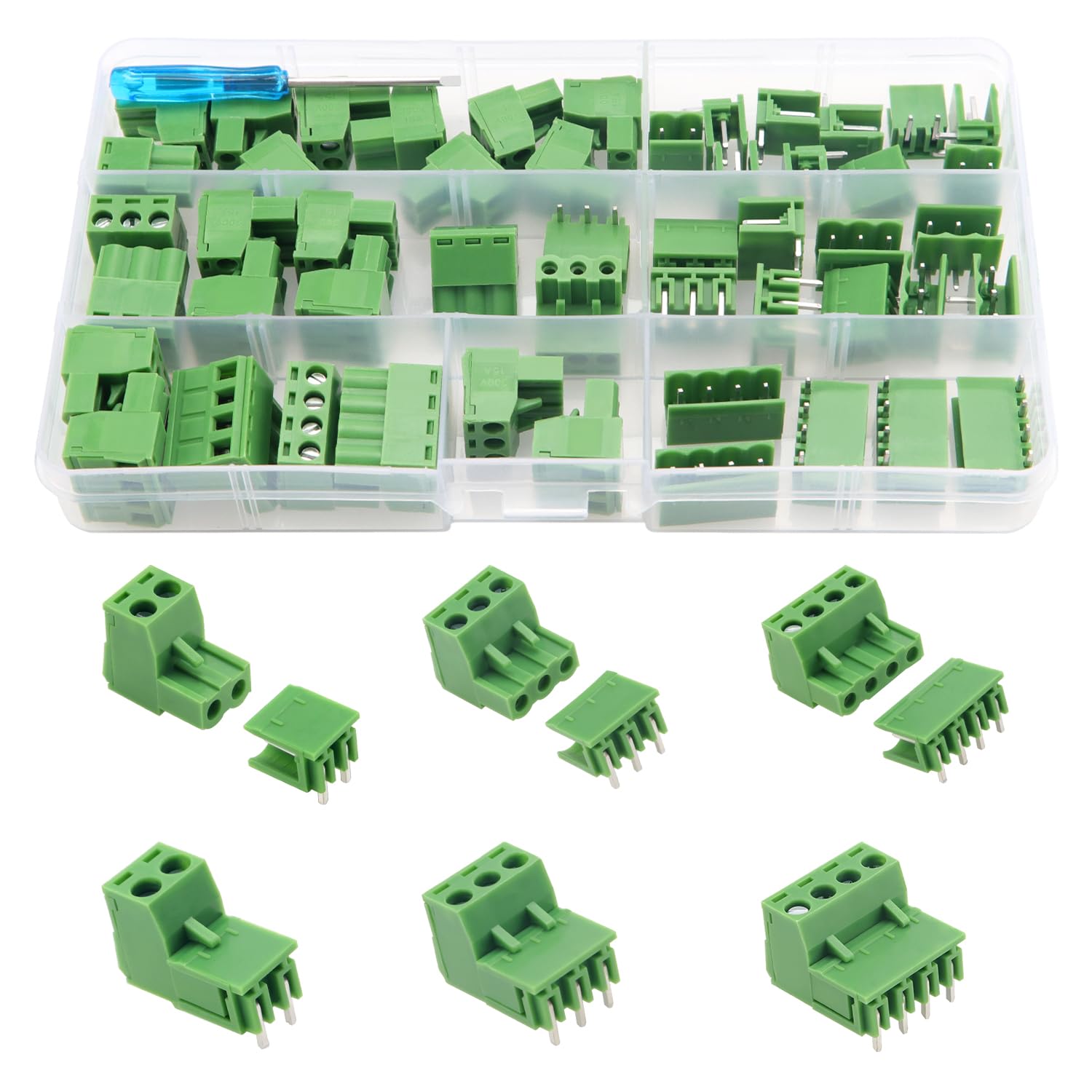 YIXISI 25 Set PCB Mount Screw Terminal Block - 2/3/4 Pin Right Angle Connector, 5.08mm Pitch, for PCB