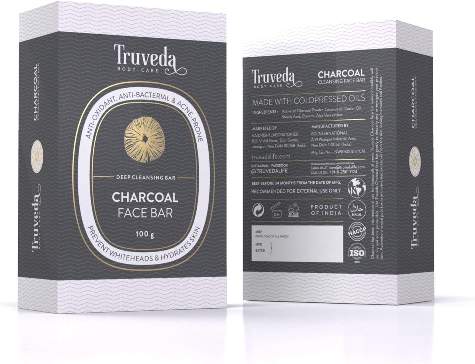 Trueveda Charcoal Herbal Organic Natural Soap