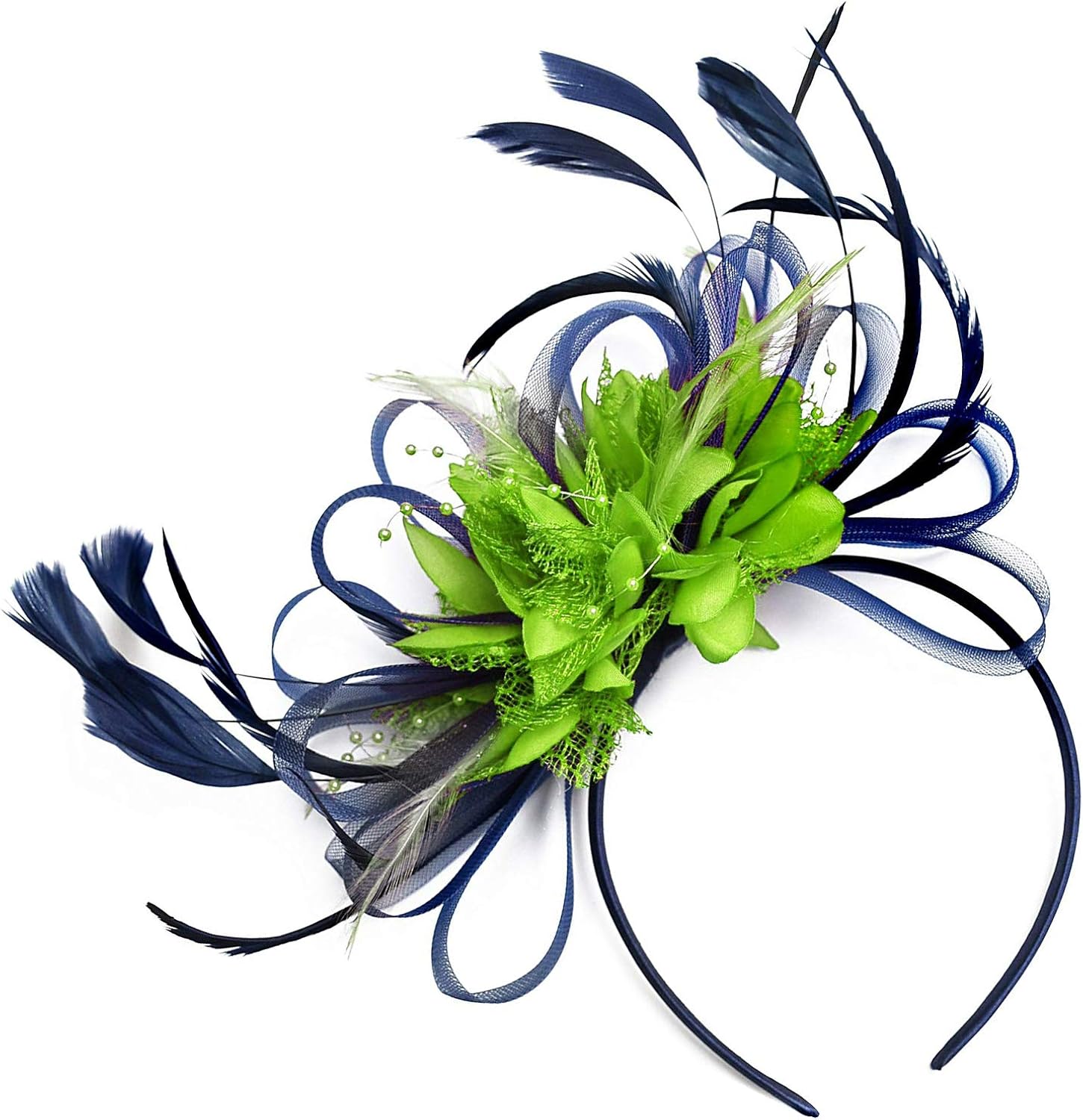 Navy and Green Fascinator Lime Hair Headband Wedding Royal Ascot Races Amazon.co.uk Clothing
