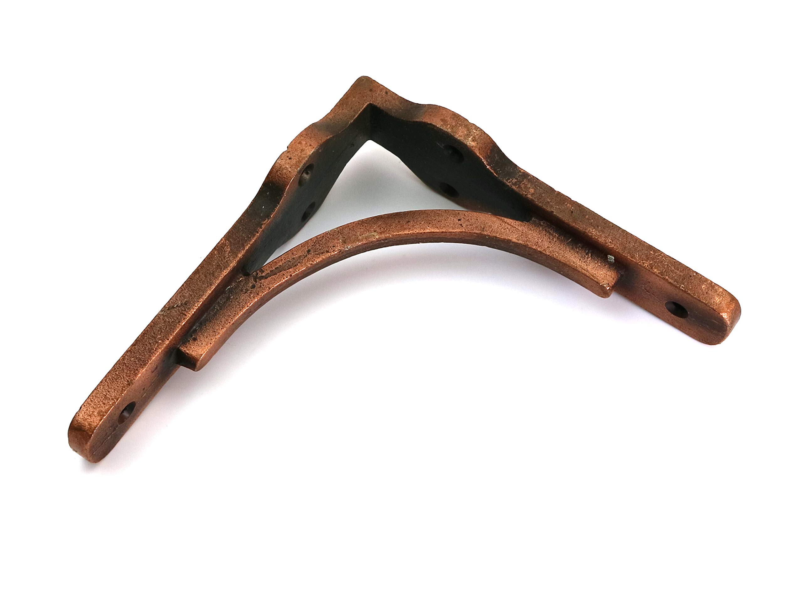Oakcrafts - Pair of Gallows Shelf Brackets Antique Cast Iron with a Copper Finish (5.0" x 5.0" / 125mm x 125mm)