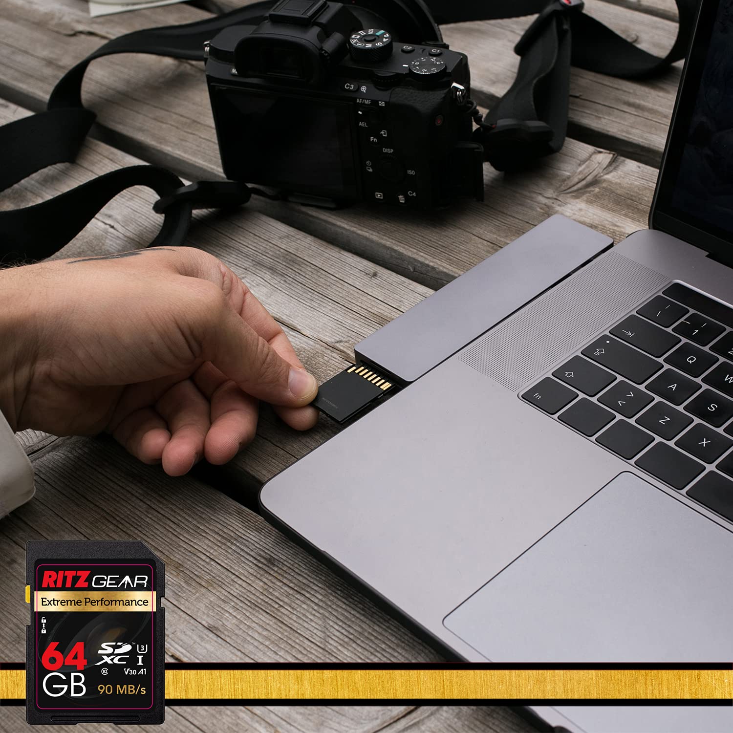 Ritz Gear 64GB High-Speed SDXC UHS-II SD Card, C10, U3, V60, Full-HD & 8K Memory Card for DSLR, Cinema-Quality Video Cameras