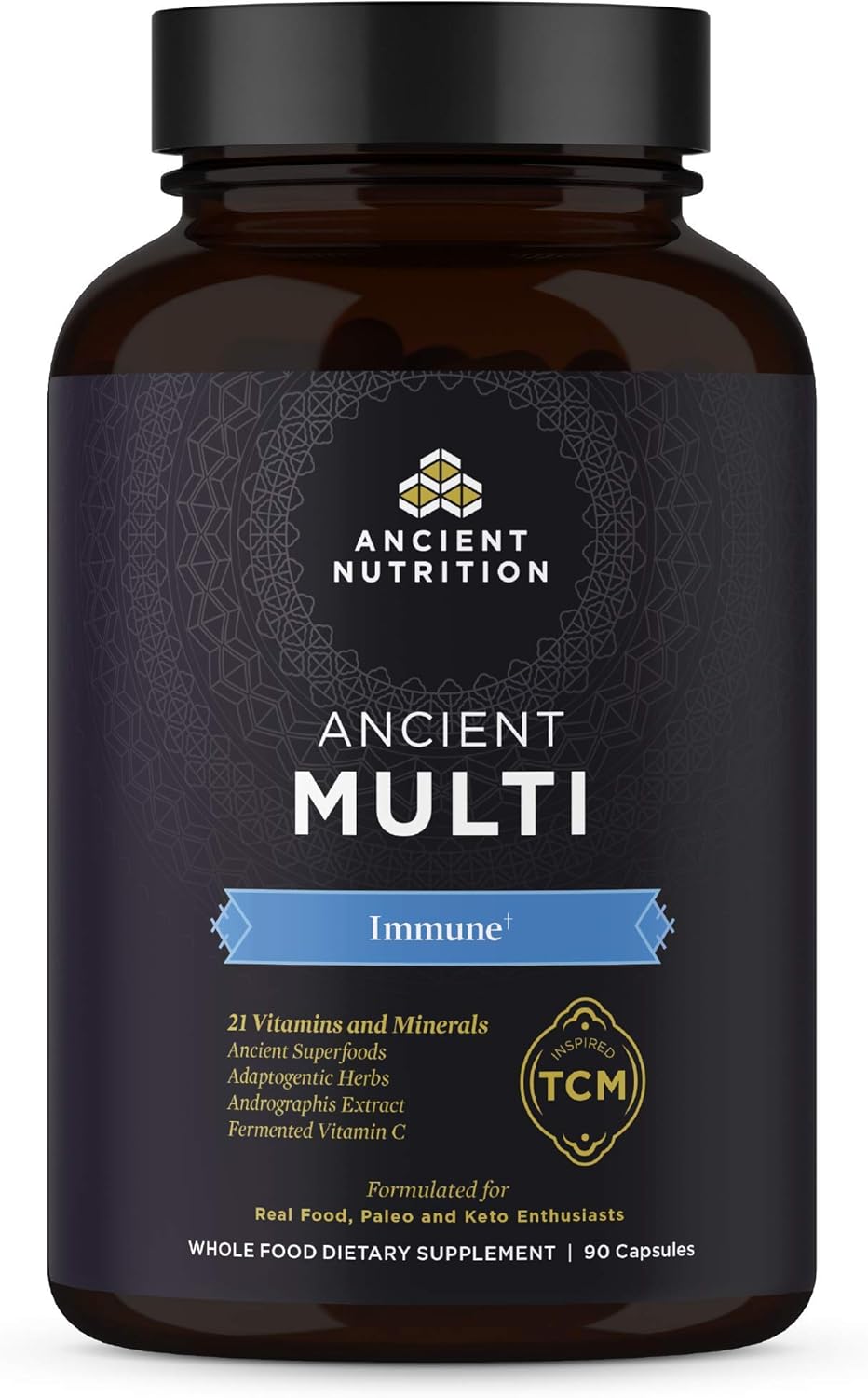 Ancient Multi Immune - 21 Vitamins & Minerals, Adaptogenic Herbs, Paleo & Keto Friendly, 90 Capsules: Health & Personal Care