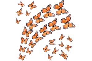HSONAIGEE 32 Monarch Butterfly Decor, Assorted 4 Sizes 3D Halloween Butterfly Wall Decal for Crafts Dia De Los Muertos Decoration Ofrenda for Altar Wall Table Bedroom Decorations