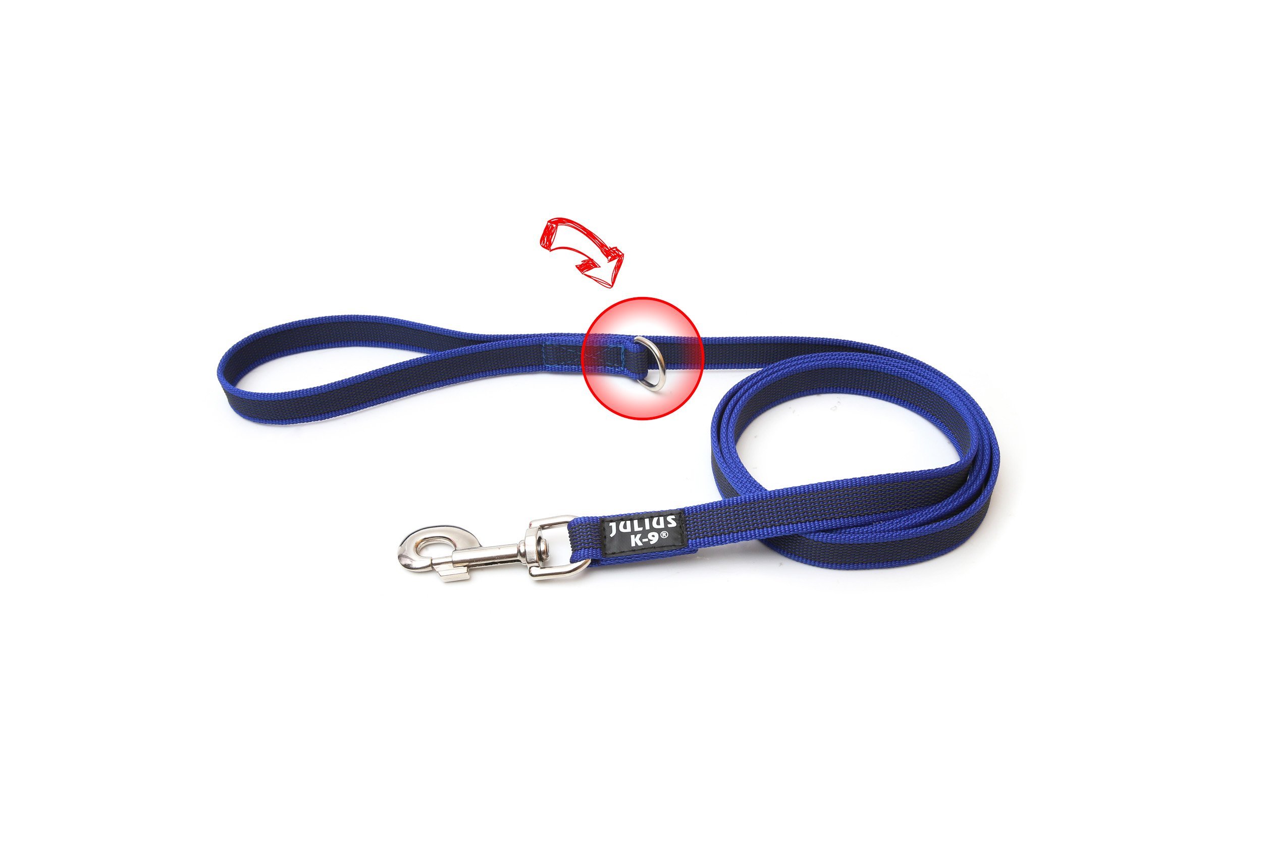 Color & Gray Super-Grip Leash with Handle, and D-Ring, 20 mm x 1,8 m, Blue-Gray