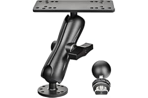 VAUBORTTI Aluminum Fish Finder Mount, Marine Electronic Mount for Boat, C Size 1.5" Ball with T-Bolt Track Base, Compatible with Garmin, Lowrance, Raymarine, for RAM Systems