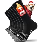 Merino Wool Thermal Socks for Men Women, Cushioned Performance Sport Socks for Hiking,Cycling,Work,Ski 3 Pairs