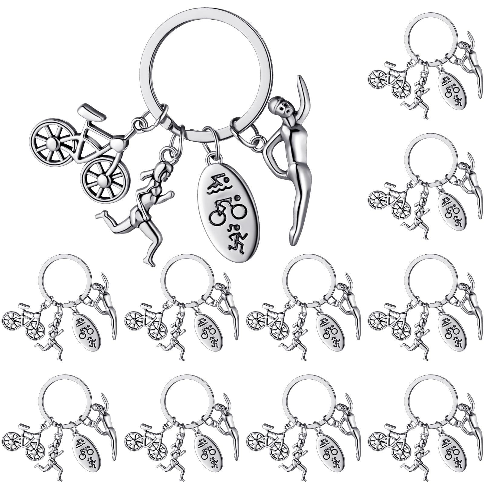 Photo 1 of Tondiamo 24 Pcs Triathlon Keychain Triathlete Run Swim Bike Sports Keychain Runner Biker Swimmer Triathlete Key Ring Triathlon Lovers Gift