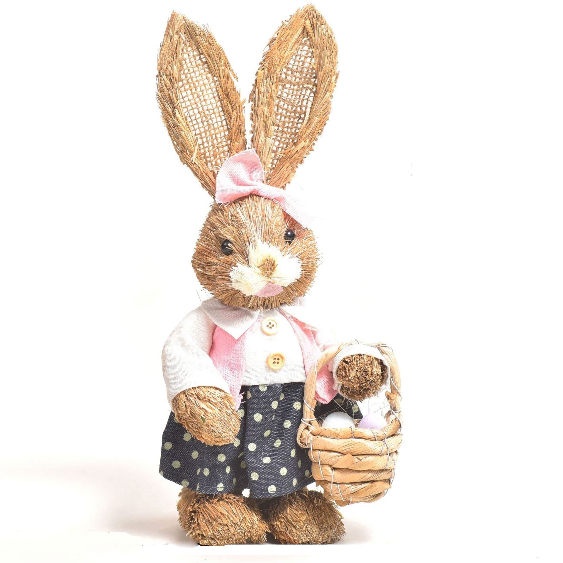 zalati Easter Bunny Simulation Straw Rabbits Ornament Crafts Decoration for Yard Sign Garden, Living Room, Bedroom