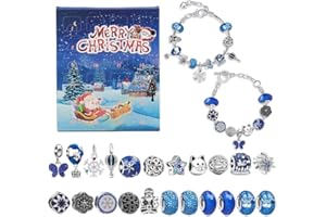Aoaoy Charm Bracelet Advent Calendar 2025, Jewelry Advent Calendar, 24 Days Xmas Countdown DIY Jewelry Making Kit for Girls K