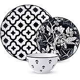 Wisenvoy Dinnerware Set - Ceramic Plates and Bowls for 4 - Stoneware Dish Set