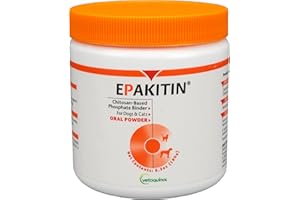 Vetoquinol Epakitin Chitosin-Based Phosphate Binder for Cats & Dogs – Renal Support Supplement Powder - 180g