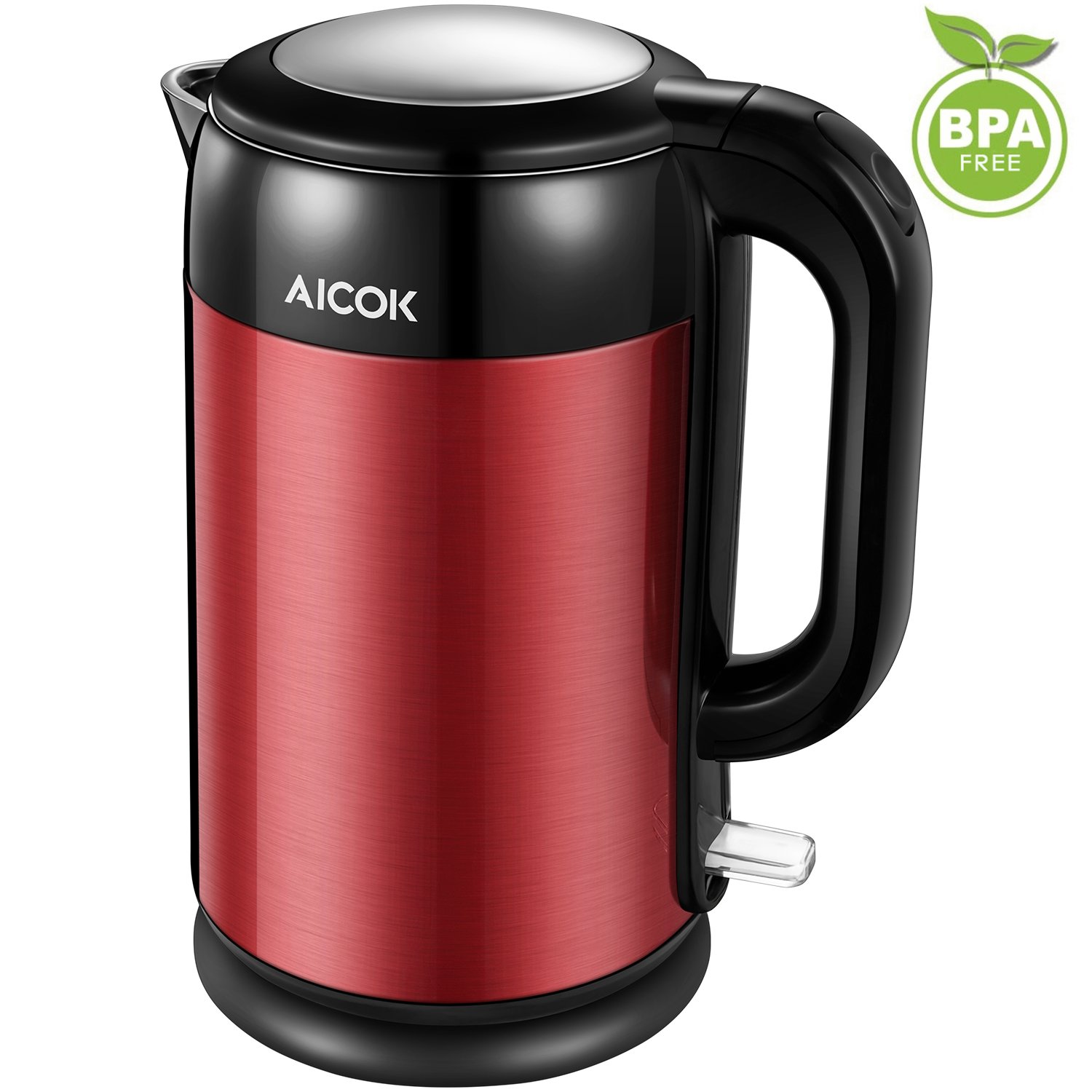 Aicok Hervidor De Agua Eléctrico Tetera Eléctrica de Acero Inoxidable Pulido Base