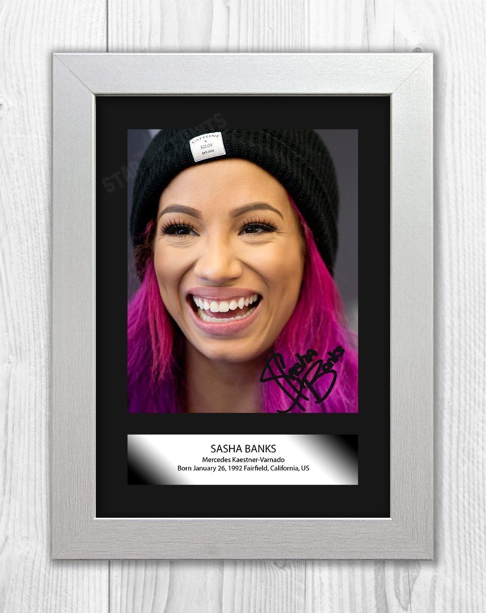 Sasha Banks WWE Wrestler Signed Autograph Reproduction Photo A4(White Frame)