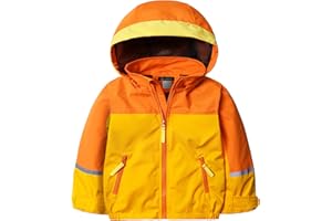 GEMYSE Toddler Rain Jacket Water-Repellent Toddler Boys Kids Rain Coat Lightweight Hooded Windbreaker Outwear Jacket