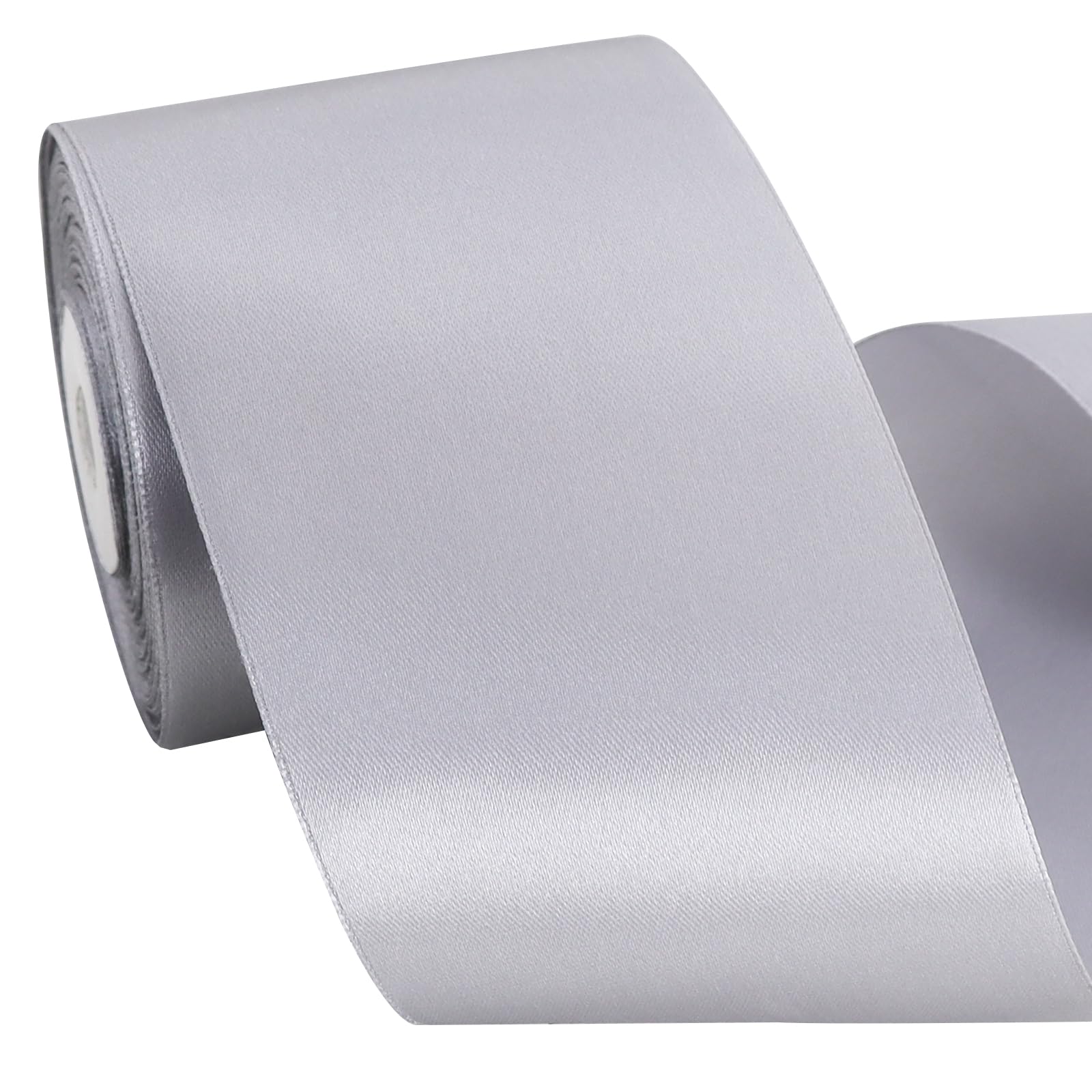 TONIFUL Silver Satin Ribbon 3 Inch X 25yds Solid Silk Ribbons for Gift Wrapping, Craft, Floral Bouquets, Valentine's Day Christmas Decoration，Birthday Gift Wrapping, Wedding Decoration — image 1