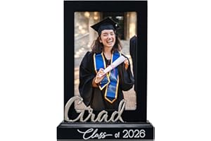 Malden International Designs 4x6 Grad Class of 2026 Picture Frame Black MDF Wood Frame Routed Black MDF Wood Base With White 