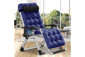 DoCred Comfy Chair, Folding Chair Recliner Chair for Bedroom and Living Room, Folding Reclining Patio Chairs Lounge Chair with Removable Cushion for Indoor Outdoor