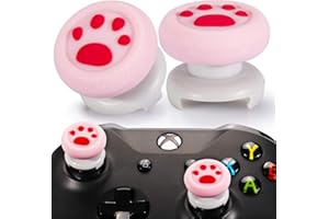 Playrealm FPS Thumbstick Extender & 3D Texture Rubber Silicone Grip Cover 2 Sets for Xbox Series X/S & Xbox One Controller(Cat Paw Coral)