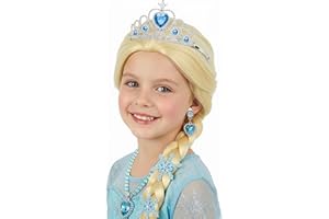ZGXYZXMY Long Braided Wigs for Kids Blonde Braided Wig for Girls with Crown Halloween Costumes Wigs