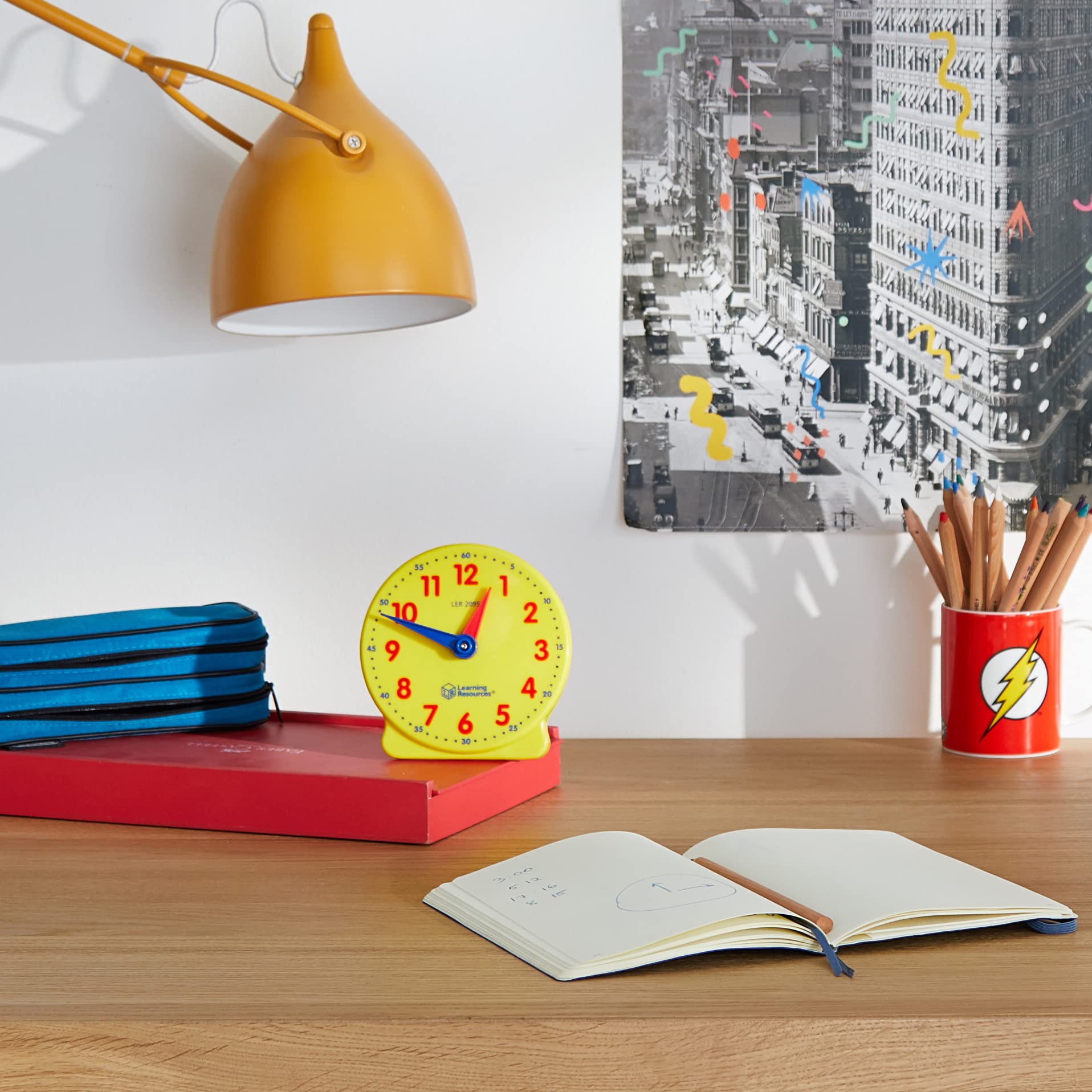 Learning Resources Big Time Student Clock, Teaching & Demonstration Clock, Develops Time and Early Math Skills, Ages 5+, Clock for Learning, 12 Hour,Back to School Gifts