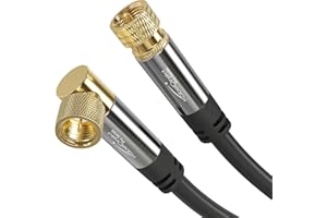 KABELDIREKT CableDirect – SAT Cable, coaxial, Satellite Cable, 90°/Straight connectors – TV Cable with Multi-Layer Shielding, Break-Proof Metal F connectors – 3ft Short (HDTV, Radio, DVB-T, DVB-C, DVB-S, DVB-S2)