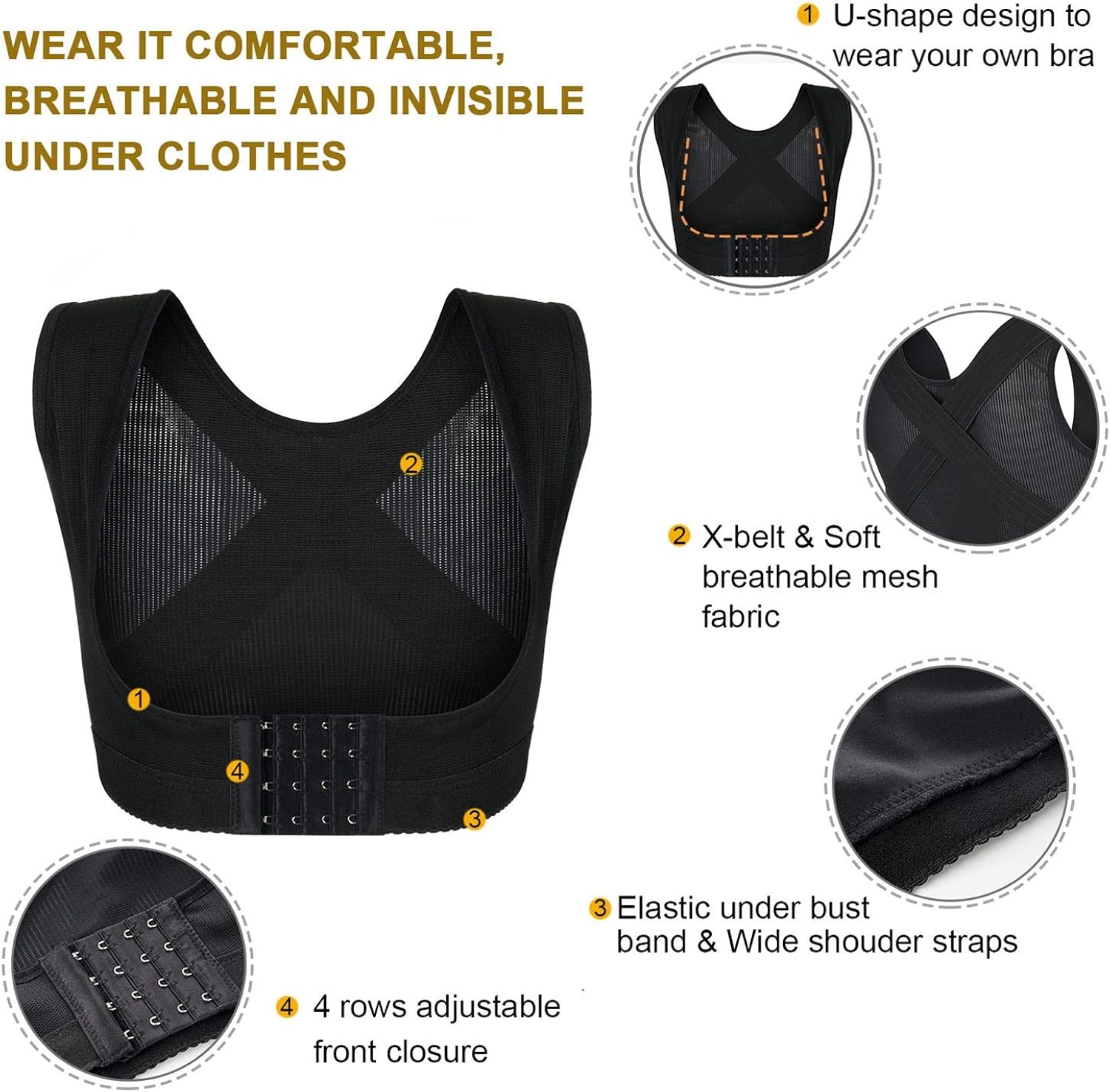 BRABIC Chest Up Shapewear for Women Tops Back Support Posture Corrector Under Clothes at  Women’s Clothing store