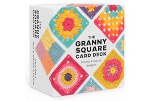 Junetrain Granny Square Card Deck DIY Set, 50pcs Paper Craft Cards for Crochet & Knitting Inspiration, Scrapbooking, Gift Tag