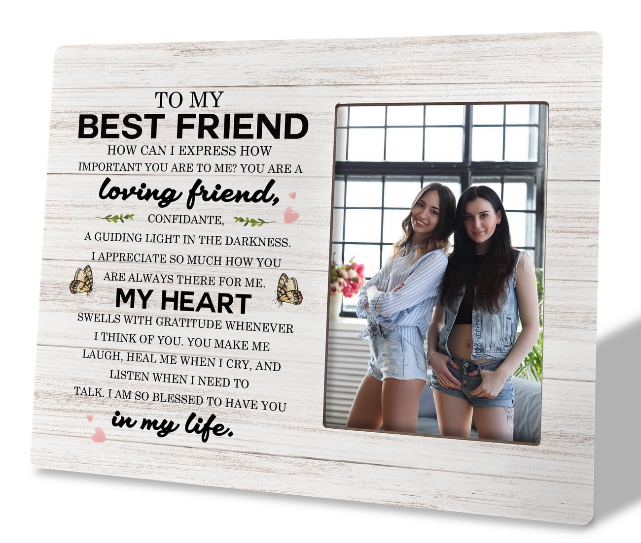 Photo 1 of HiLus Friendship Wooden Picture Frame Decor Sign - Sentimental Gift for Bestie, Thank You Gift for Long Distance Friend