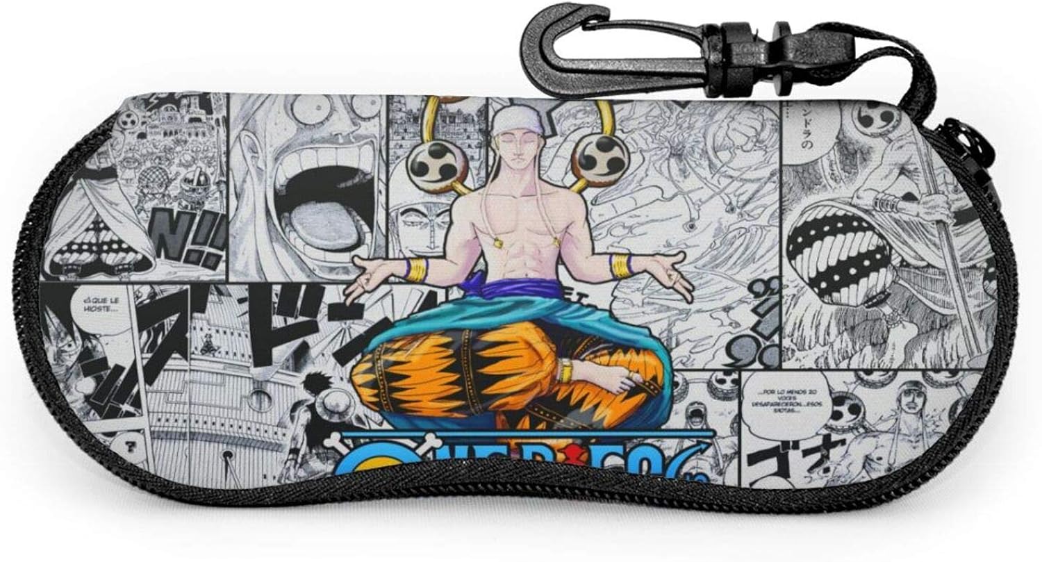 Anime One Piece Eyeglass Case Portable Ultra Soft Light Neoprene Sunglasses Case Zipper Eyeglass