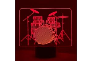 Alberts Gifts Drum Set - 3D LED LAMP Optical Illusion Light with 7 Color Changing Lighting Effects