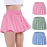 EXARUS Girls Butterfly Shorts Flowy Dance Skorts Cheer Teen Athletic Skirt Flutter Tennis Tween Preppy Outfit Kid 6-14Y