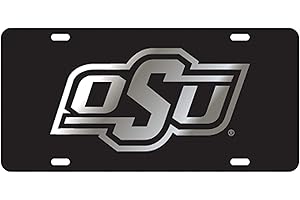 CRAFTIQUE OSU Oklahoma State Cowboys Black Mirrored Auto License Plate Tag