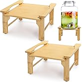 Tebery 2 Pack Natural Bamboo Drink Beverage Dispenser Stand, Water Jugs Glass Water Pitcher Base Fits 6-8 Inches Diameter for Home, Parties, and Catering Events