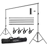 HYJ-INC 12ft x 10ft Photo Video Studio Heavy Duty Adjustable Photography Muslin Backdrop Stand Background Support System Kit with Carry Bag 4 Spring Clamps